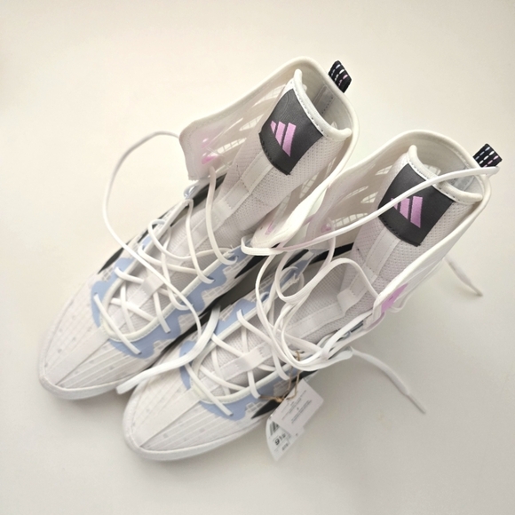 ADIDAS Box Hog 4 Boxing Boots White Grey Lilac Womens 10.5 - Picture 6 of 16